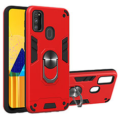 Funda Bumper Silicona y Plastico Mate Carcasa con Magnetico Anillo de dedo Soporte Y01B para Samsung Galaxy M30s Rojo