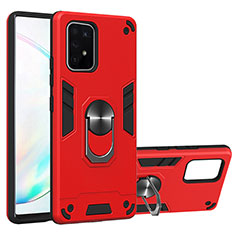 Funda Bumper Silicona y Plastico Mate Carcasa con Magnetico Anillo de dedo Soporte Y01B para Samsung Galaxy M80S Rojo