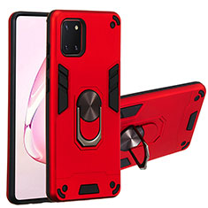 Funda Bumper Silicona y Plastico Mate Carcasa con Magnetico Anillo de dedo Soporte Y01B para Samsung Galaxy Note 10 Lite Rojo