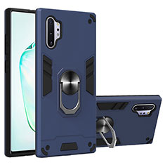 Funda Bumper Silicona y Plastico Mate Carcasa con Magnetico Anillo de dedo Soporte Y01B para Samsung Galaxy Note 10 Plus 5G Azul