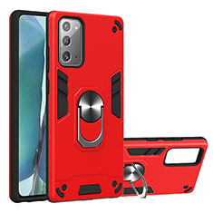 Funda Bumper Silicona y Plastico Mate Carcasa con Magnetico Anillo de dedo Soporte Y01B para Samsung Galaxy Note 20 5G Rojo
