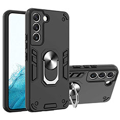 Funda Bumper Silicona y Plastico Mate Carcasa con Magnetico Anillo de dedo Soporte Y01B para Samsung Galaxy S21 Plus 5G Negro