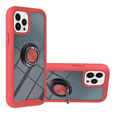 Funda Bumper Silicona y Plastico Mate Carcasa con Magnetico Anillo de dedo Soporte YB1 para Apple iPhone 13 Pro Rojo