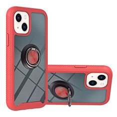 Funda Bumper Silicona y Plastico Mate Carcasa con Magnetico Anillo de dedo Soporte YB1 para Apple iPhone 14 Plus Rojo