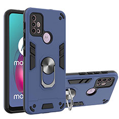 Funda Bumper Silicona y Plastico Mate Carcasa con Magnetico Anillo de dedo Soporte YB1 para Motorola Moto G20 Azul