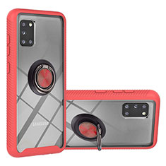 Funda Bumper Silicona y Plastico Mate Carcasa con Magnetico Anillo de dedo Soporte YB1 para Samsung Galaxy A31 Rojo