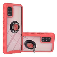 Funda Bumper Silicona y Plastico Mate Carcasa con Magnetico Anillo de dedo Soporte YB1 para Samsung Galaxy A51 4G Rojo