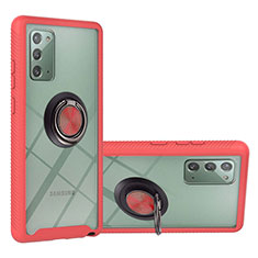 Funda Bumper Silicona y Plastico Mate Carcasa con Magnetico Anillo de dedo Soporte YB1 para Samsung Galaxy Note 20 5G Rojo