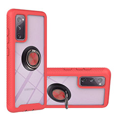 Funda Bumper Silicona y Plastico Mate Carcasa con Magnetico Anillo de dedo Soporte YB1 para Samsung Galaxy S20 Lite 5G Rojo