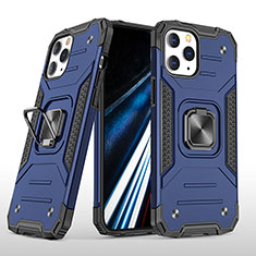 Funda Bumper Silicona y Plastico Mate Carcasa con Magnetico Anillo de dedo Soporte YF1 para Apple iPhone 13 Pro Azul