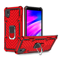 Funda Bumper Silicona y Plastico Mate Carcasa con Magnetico Anillo de dedo Soporte YF1 para Samsung Galaxy A01 Core Rojo