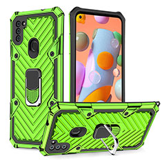 Funda Bumper Silicona y Plastico Mate Carcasa con Magnetico Anillo de dedo Soporte YF1 para Samsung Galaxy A11 Menta Verde