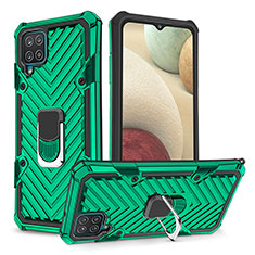 Funda Bumper Silicona y Plastico Mate Carcasa con Magnetico Anillo de dedo Soporte YF1 para Samsung Galaxy A12 Nacho Verde