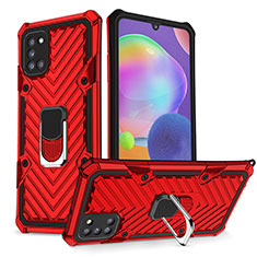 Funda Bumper Silicona y Plastico Mate Carcasa con Magnetico Anillo de dedo Soporte YF1 para Samsung Galaxy A31 Rojo