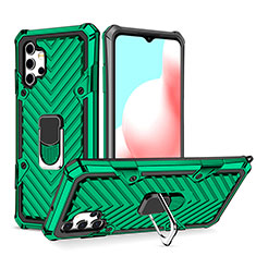 Funda Bumper Silicona y Plastico Mate Carcasa con Magnetico Anillo de dedo Soporte YF1 para Samsung Galaxy A32 5G Verde