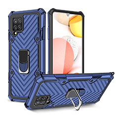 Funda Bumper Silicona y Plastico Mate Carcasa con Magnetico Anillo de dedo Soporte YF1 para Samsung Galaxy A42 5G Azul
