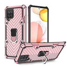 Funda Bumper Silicona y Plastico Mate Carcasa con Magnetico Anillo de dedo Soporte YF1 para Samsung Galaxy A42 5G Oro Rosa