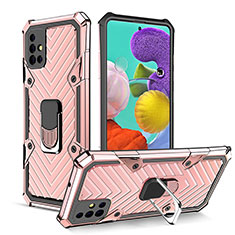Funda Bumper Silicona y Plastico Mate Carcasa con Magnetico Anillo de dedo Soporte YF1 para Samsung Galaxy A51 4G Oro Rosa