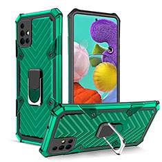 Funda Bumper Silicona y Plastico Mate Carcasa con Magnetico Anillo de dedo Soporte YF1 para Samsung Galaxy A51 5G Verde