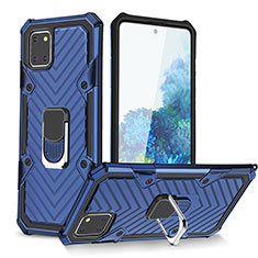 Funda Bumper Silicona y Plastico Mate Carcasa con Magnetico Anillo de dedo Soporte YF1 para Samsung Galaxy A81 Azul