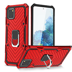 Funda Bumper Silicona y Plastico Mate Carcasa con Magnetico Anillo de dedo Soporte YF1 para Samsung Galaxy A81 Rojo