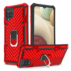 Funda Bumper Silicona y Plastico Mate Carcasa con Magnetico Anillo de dedo Soporte YF1 para Samsung Galaxy F12 Rojo