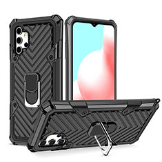 Funda Bumper Silicona y Plastico Mate Carcasa con Magnetico Anillo de dedo Soporte YF1 para Samsung Galaxy M32 5G Negro