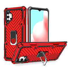Funda Bumper Silicona y Plastico Mate Carcasa con Magnetico Anillo de dedo Soporte YF1 para Samsung Galaxy M32 5G Rojo