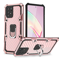 Funda Bumper Silicona y Plastico Mate Carcasa con Magnetico Anillo de dedo Soporte YF1 para Samsung Galaxy M80S Oro Rosa