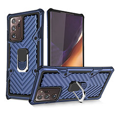 Funda Bumper Silicona y Plastico Mate Carcasa con Magnetico Anillo de dedo Soporte YF1 para Samsung Galaxy Note 20 Ultra 5G Azul