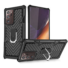 Funda Bumper Silicona y Plastico Mate Carcasa con Magnetico Anillo de dedo Soporte YF1 para Samsung Galaxy Note 20 Ultra 5G Negro