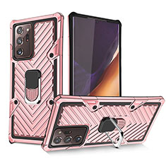 Funda Bumper Silicona y Plastico Mate Carcasa con Magnetico Anillo de dedo Soporte YF1 para Samsung Galaxy Note 20 Ultra 5G Oro Rosa