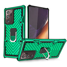 Funda Bumper Silicona y Plastico Mate Carcasa con Magnetico Anillo de dedo Soporte YF1 para Samsung Galaxy Note 20 Ultra 5G Verde