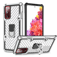 Funda Bumper Silicona y Plastico Mate Carcasa con Magnetico Anillo de dedo Soporte YF1 para Samsung Galaxy S20 FE (2022) 5G Plata