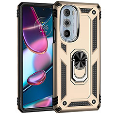 Funda Bumper Silicona y Plastico Mate Carcasa con Magnetico Anillo de dedo Soporte Z01 para Motorola Moto Edge 30 Pro 5G Oro