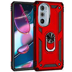 Funda Bumper Silicona y Plastico Mate Carcasa con Magnetico Anillo de dedo Soporte Z01 para Motorola Moto Edge X30 5G Rojo