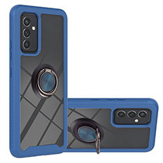 Funda Bumper Silicona y Plastico Mate Carcasa con Magnetico Anillo de dedo Soporte ZJ1 para Samsung Galaxy Quantum2 5G Azul