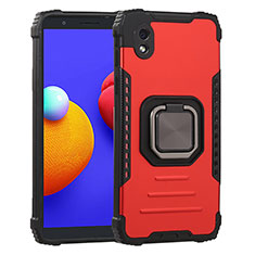 Funda Bumper Silicona y Plastico Mate Carcasa con Magnetico Anillo de dedo Soporte ZJ2 para Samsung Galaxy A01 Core Rojo