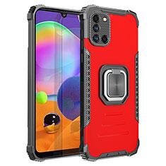 Funda Bumper Silicona y Plastico Mate Carcasa con Magnetico Anillo de dedo Soporte ZJ2 para Samsung Galaxy A31 Rojo