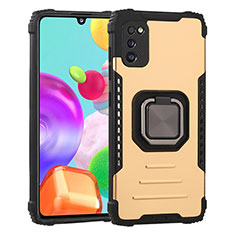 Funda Bumper Silicona y Plastico Mate Carcasa con Magnetico Anillo de dedo Soporte ZJ2 para Samsung Galaxy A41 Oro