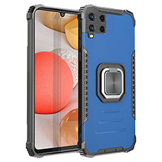 Funda Bumper Silicona y Plastico Mate Carcasa con Magnetico Anillo de dedo Soporte ZJ2 para Samsung Galaxy A42 5G Azul