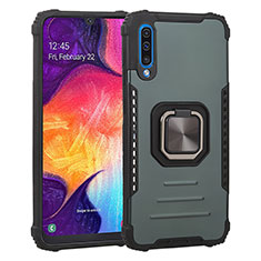 Funda Bumper Silicona y Plastico Mate Carcasa con Magnetico Anillo de dedo Soporte ZJ2 para Samsung Galaxy A50 Verde