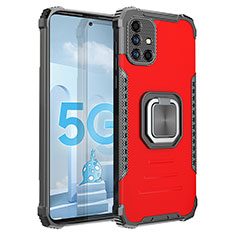 Funda Bumper Silicona y Plastico Mate Carcasa con Magnetico Anillo de dedo Soporte ZJ2 para Samsung Galaxy A51 4G Rojo