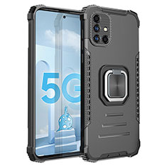 Funda Bumper Silicona y Plastico Mate Carcasa con Magnetico Anillo de dedo Soporte ZJ2 para Samsung Galaxy A51 5G Negro