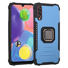 Funda Bumper Silicona y Plastico Mate Carcasa con Magnetico Anillo de dedo Soporte ZJ2 para Samsung Galaxy A70S Azul