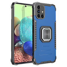 Funda Bumper Silicona y Plastico Mate Carcasa con Magnetico Anillo de dedo Soporte ZJ2 para Samsung Galaxy A71 4G A715 Azul