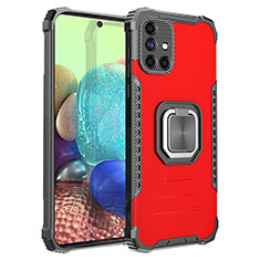 Funda Bumper Silicona y Plastico Mate Carcasa con Magnetico Anillo de dedo Soporte ZJ2 para Samsung Galaxy A71 4G A715 Rojo