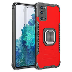 Funda Bumper Silicona y Plastico Mate Carcasa con Magnetico Anillo de dedo Soporte ZJ2 para Samsung Galaxy S20 FE (2022) 5G Rojo