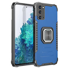 Funda Bumper Silicona y Plastico Mate Carcasa con Magnetico Anillo de dedo Soporte ZJ2 para Samsung Galaxy S20 FE 5G Azul