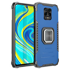 Funda Bumper Silicona y Plastico Mate Carcasa con Magnetico Anillo de dedo Soporte ZJ2 para Xiaomi Redmi Note 9 Pro Azul